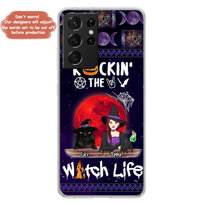 Custom Personalized Pet Witch Phone Case - Up to 3 Pets - Halloween Gift For Dog/ Cat Lover - Rockin' The Witch Life - Case For iPhone And Samsung