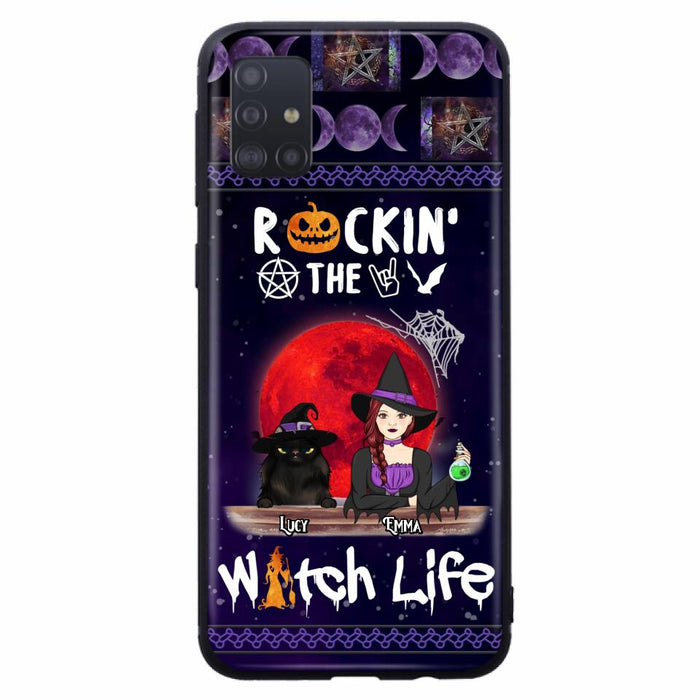 Custom Personalized Pet Witch Phone Case - Up to 3 Pets - Halloween Gift For Dog/ Cat Lover - Rockin' The Witch Life - Case For iPhone And Samsung