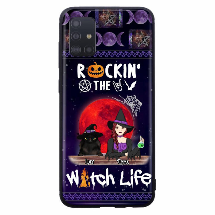 Custom Personalized Pet Witch Phone Case - Up to 3 Pets - Halloween Gift For Dog/ Cat Lover - Rockin' The Witch Life - Case For iPhone And Samsung