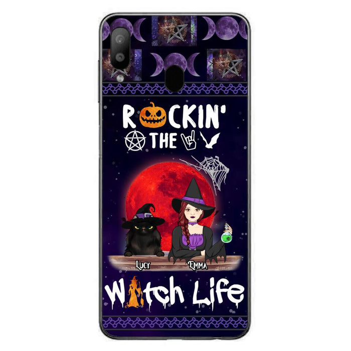 Custom Personalized Pet Witch Phone Case - Up to 3 Pets - Halloween Gift For Dog/ Cat Lover - Rockin' The Witch Life - Case For iPhone And Samsung