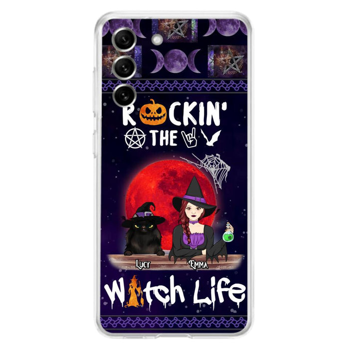 Custom Personalized Pet Witch Phone Case - Up to 3 Pets - Halloween Gift For Dog/ Cat Lover - Rockin' The Witch Life - Case For iPhone And Samsung