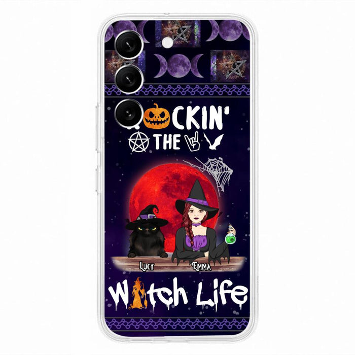 Custom Personalized Pet Witch Phone Case - Up to 3 Pets - Halloween Gift For Dog/ Cat Lover - Rockin' The Witch Life - Case For iPhone And Samsung