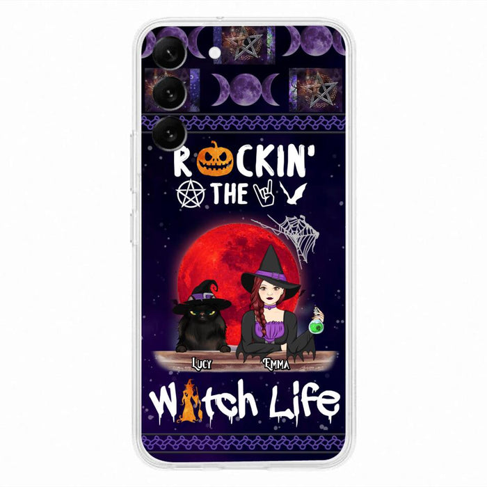 Custom Personalized Pet Witch Phone Case - Up to 3 Pets - Halloween Gift For Dog/ Cat Lover - Rockin' The Witch Life - Case For iPhone And Samsung