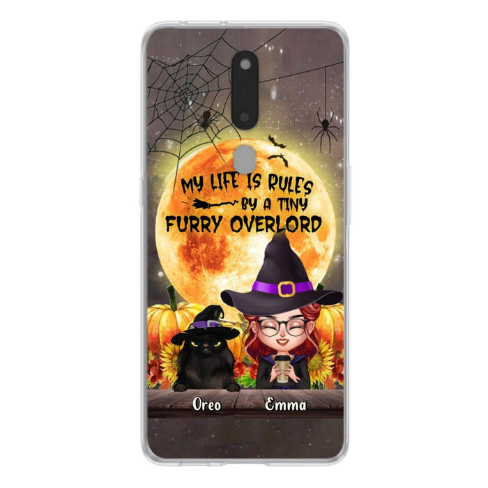 Custom Personalized Cat Witch Phone Case - Upto 5 Cats - Halloween Gift Idea For Cat Lovers - My Life Is Ruled By A Tiny Furry Overlord - Case For Xiaomi, Oppo And Huawei