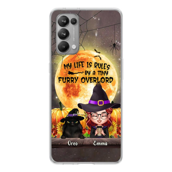 Custom Personalized Cat Witch Phone Case - Upto 5 Cats - Halloween Gift Idea For Cat Lovers - My Life Is Ruled By A Tiny Furry Overlord - Case For Xiaomi, Oppo And Huawei