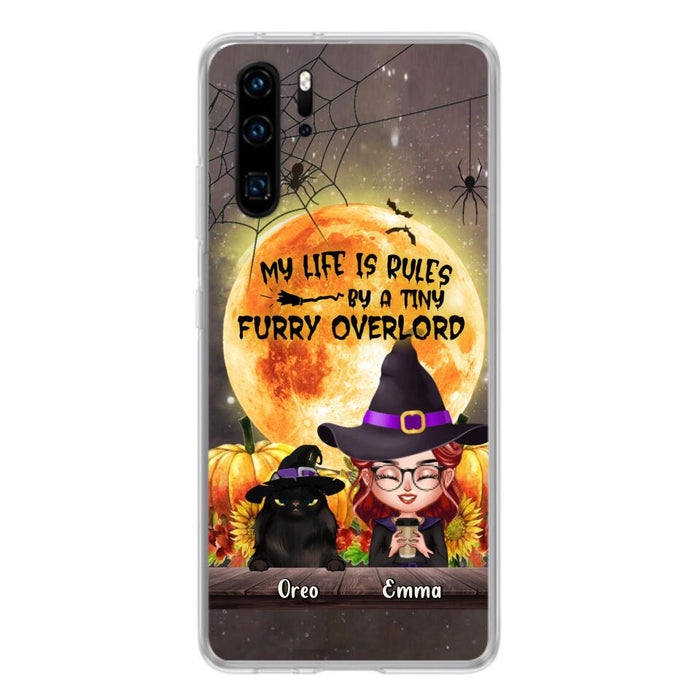 Custom Personalized Cat Witch Phone Case - Upto 5 Cats - Halloween Gift Idea For Cat Lovers - My Life Is Ruled By A Tiny Furry Overlord - Case For Xiaomi, Oppo And Huawei