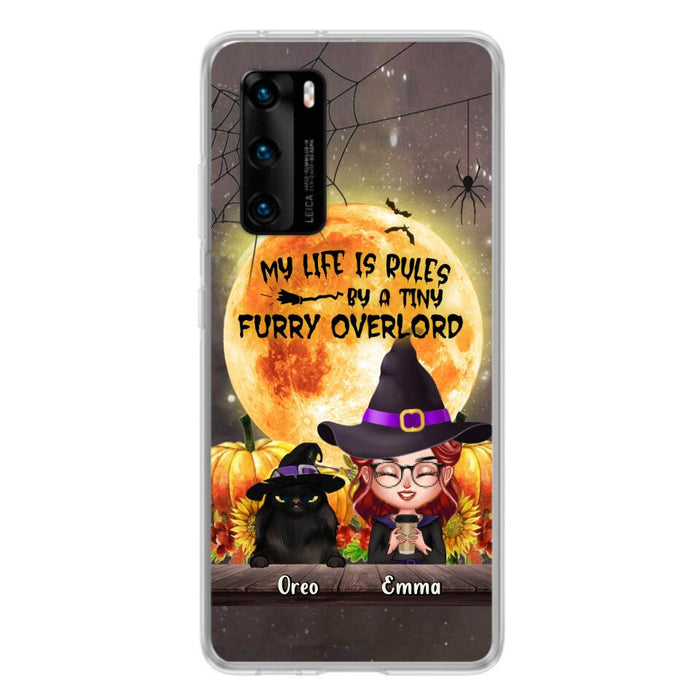 Custom Personalized Cat Witch Phone Case - Upto 5 Cats - Halloween Gift Idea For Cat Lovers - My Life Is Ruled By A Tiny Furry Overlord - Case For Xiaomi, Oppo And Huawei