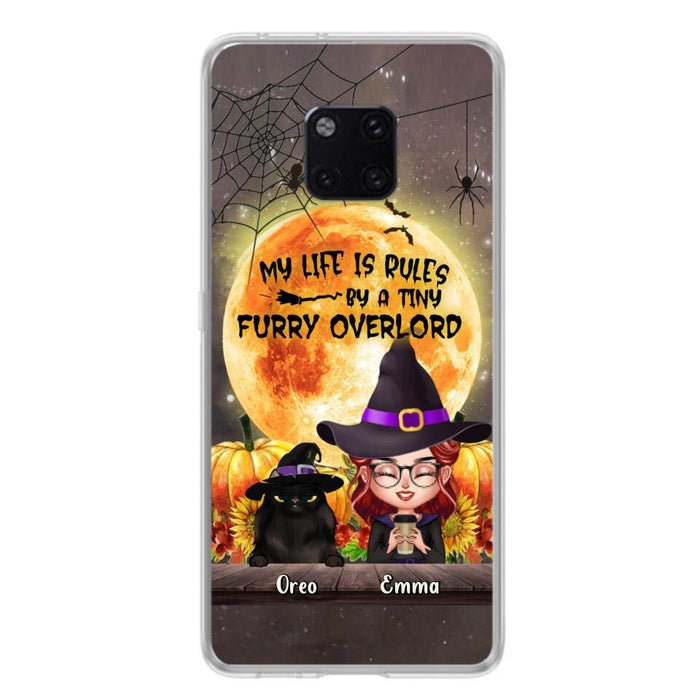 Custom Personalized Cat Witch Phone Case - Upto 5 Cats - Halloween Gift Idea For Cat Lovers - My Life Is Ruled By A Tiny Furry Overlord - Case For Xiaomi, Oppo And Huawei