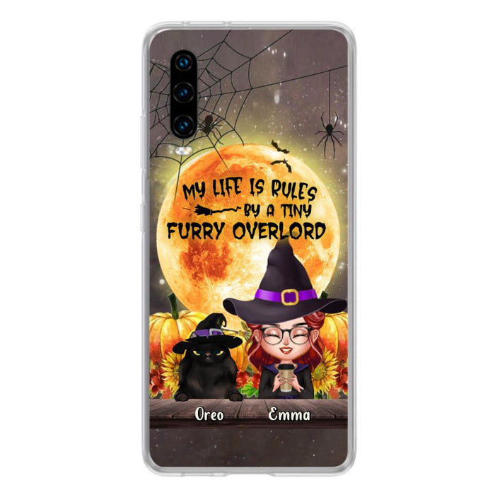 Custom Personalized Cat Witch Phone Case - Upto 5 Cats - Halloween Gift Idea For Cat Lovers - My Life Is Ruled By A Tiny Furry Overlord - Case For Xiaomi, Oppo And Huawei