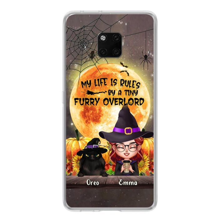 Custom Personalized Cat Witch Phone Case - Upto 5 Cats - Halloween Gift Idea For Cat Lovers - My Life Is Ruled By A Tiny Furry Overlord - Case For Xiaomi, Oppo And Huawei