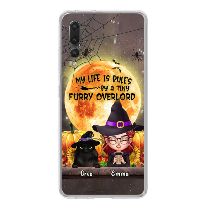 Custom Personalized Cat Witch Phone Case - Upto 5 Cats - Halloween Gift Idea For Cat Lovers - My Life Is Ruled By A Tiny Furry Overlord - Case For Xiaomi, Oppo And Huawei