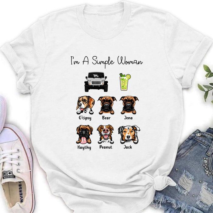 Personalized T-Shirt - Gift For Dog Dad/Mom, Dog Lover,Drinks,Off-Road - I Am A Simple Man/Woman