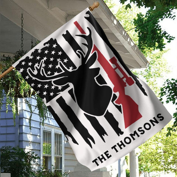 Personalized Hunting Flag Sign - Personalized Banner Family Name Garden Flag - Gift Idea For The Whole Family - The Deer Hunting