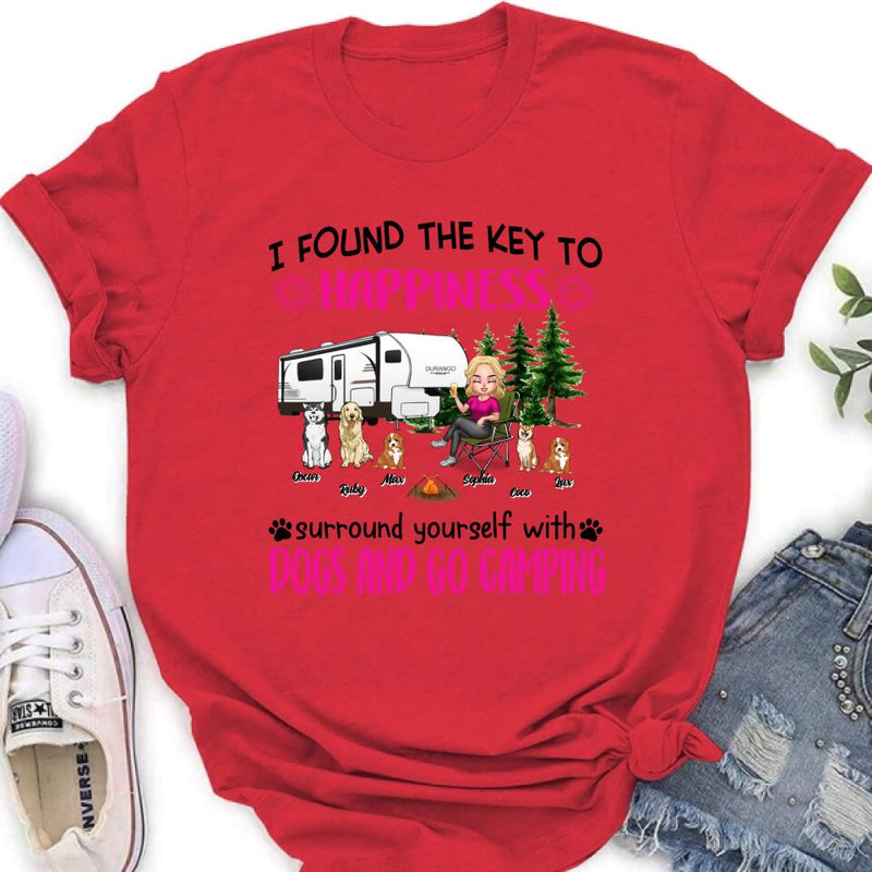 Personalized Dog Camping Queen Shirt/Pullover Hoodie - Up to 5 Dogs - Gift Idea For Dog Lovers/Mother's Day - I Found The Key To Happiness