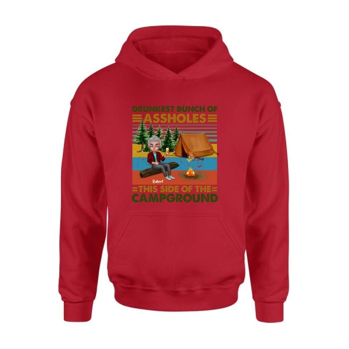 Custom Personalized Camping Shirt/ Pullover Hoodie - Gift Idea For Friends/ Camping Lover - Up to 5 People - Drunkest Bunch Of Assholes This Side Of The Campground