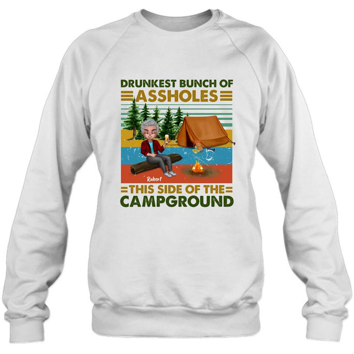 Custom Personalized Camping Shirt/ Pullover Hoodie - Gift Idea For Friends/ Camping Lover - Up to 5 People - Drunkest Bunch Of Assholes This Side Of The Campground