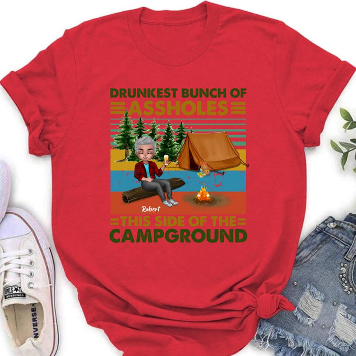 Custom Personalized Camping Shirt/ Pullover Hoodie - Gift Idea For Friends/ Camping Lover - Up to 5 People - Drunkest Bunch Of Assholes This Side Of The Campground