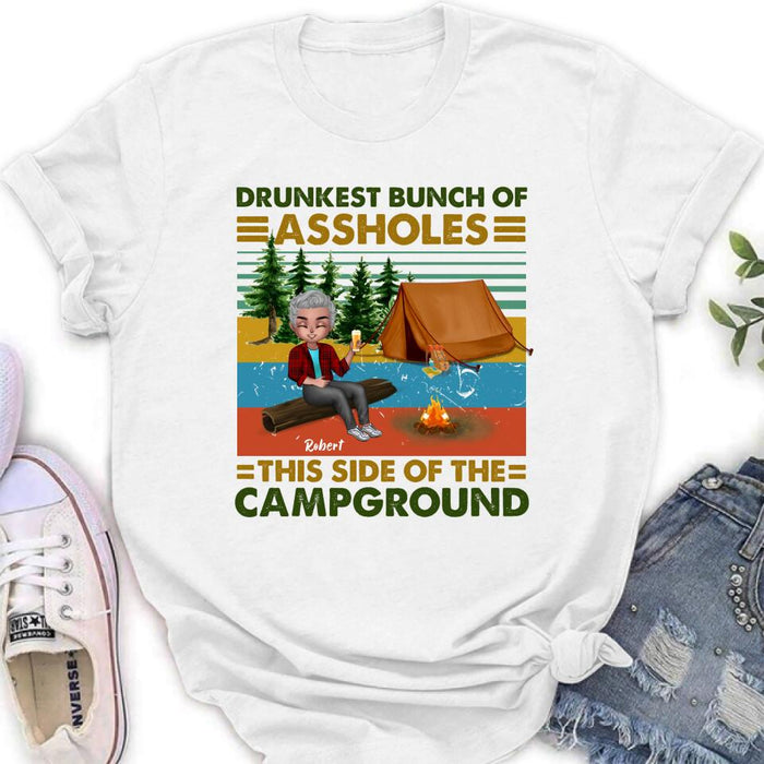 Custom Personalized Camping Shirt/ Pullover Hoodie - Gift Idea For Friends/ Camping Lover - Up to 5 People - Drunkest Bunch Of Assholes This Side Of The Campground