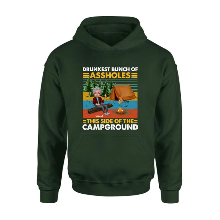 Custom Personalized Camping Shirt/ Pullover Hoodie - Gift Idea For Friends/ Camping Lover - Up to 5 People - Drunkest Bunch Of Assholes This Side Of The Campground