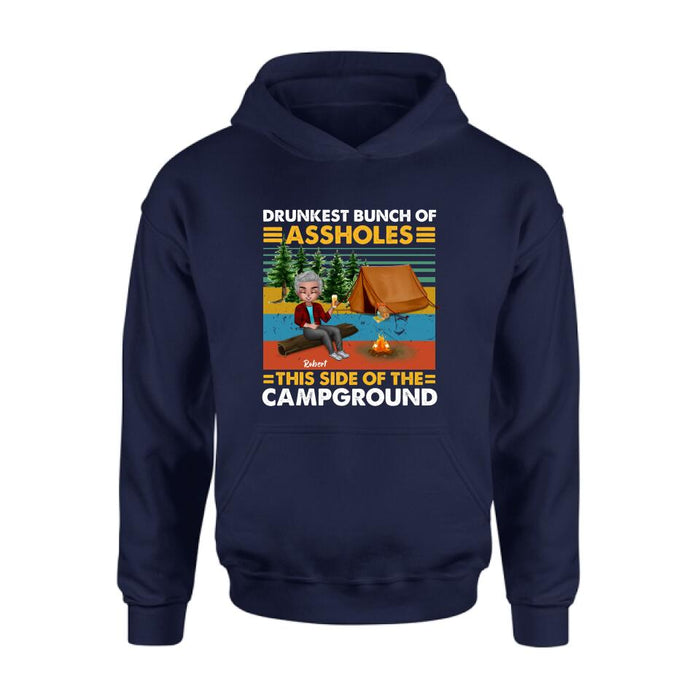 Custom Personalized Camping Shirt/ Pullover Hoodie - Gift Idea For Friends/ Camping Lover - Up to 5 People - Drunkest Bunch Of Assholes This Side Of The Campground