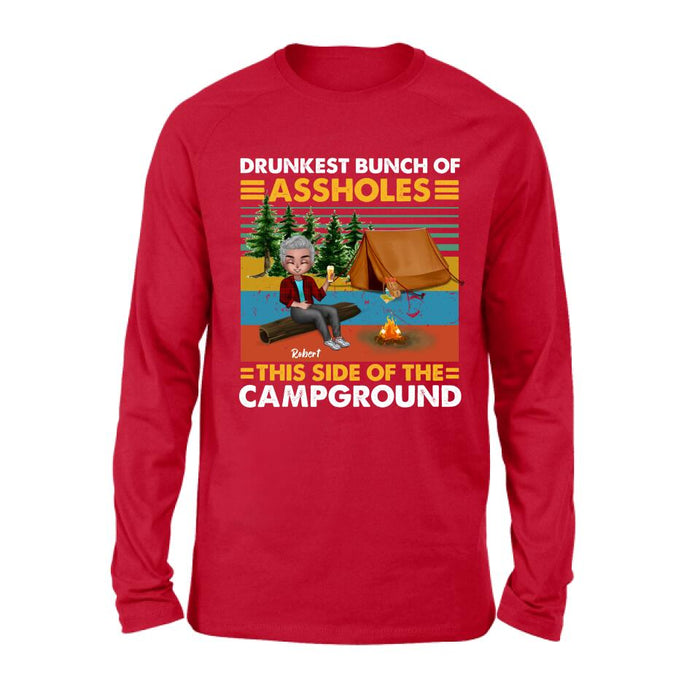 Custom Personalized Camping Shirt/ Pullover Hoodie - Gift Idea For Friends/ Camping Lover - Up to 5 People - Drunkest Bunch Of Assholes This Side Of The Campground