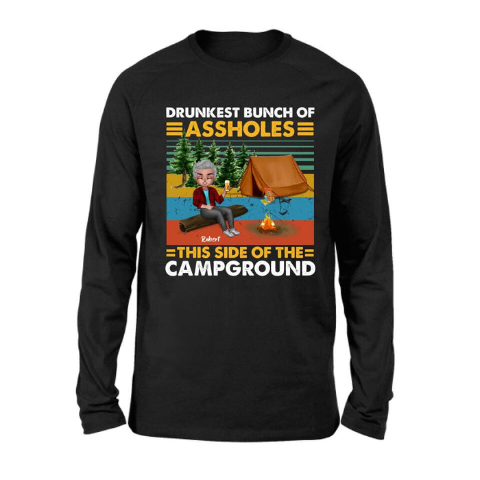 Custom Personalized Camping Shirt/ Pullover Hoodie - Gift Idea For Friends/ Camping Lover - Up to 5 People - Drunkest Bunch Of Assholes This Side Of The Campground