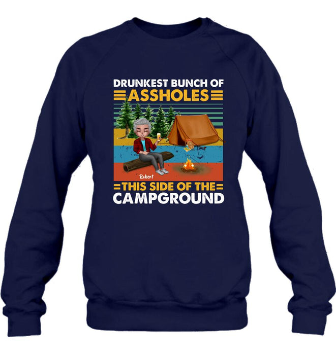 Custom Personalized Camping Shirt/ Pullover Hoodie - Gift Idea For Friends/ Camping Lover - Up to 5 People - Drunkest Bunch Of Assholes This Side Of The Campground