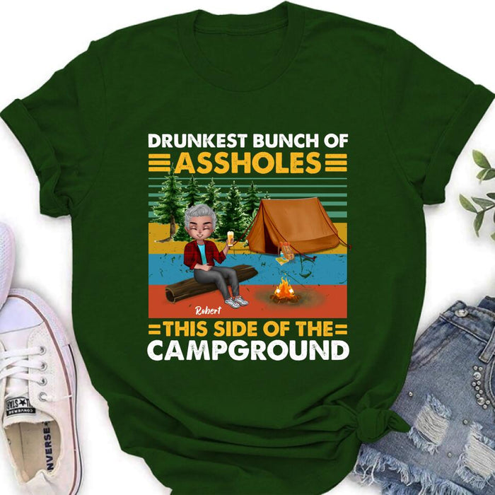 Custom Personalized Camping Shirt/ Pullover Hoodie - Gift Idea For Friends/ Camping Lover - Up to 5 People - Drunkest Bunch Of Assholes This Side Of The Campground