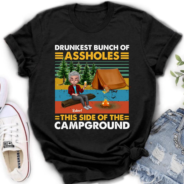 Custom Personalized Camping Shirt/ Pullover Hoodie - Gift Idea For Friends/ Camping Lover - Up to 5 People - Drunkest Bunch Of Assholes This Side Of The Campground