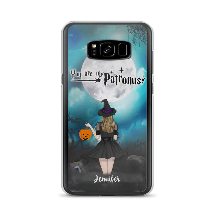 Custom Personalized Halloween Phone Case - Up to 3 Girls and 2 Cats - You Are My Patronus - Wiccan Decor/Pagan Decor