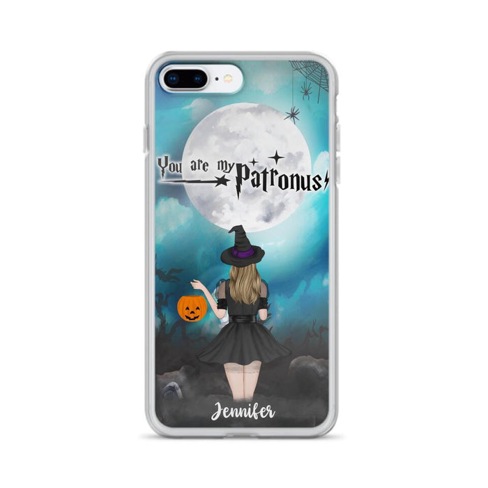 Custom Personalized Halloween Phone Case - Up to 3 Girls and 2 Cats - You Are My Patronus - Wiccan Decor/Pagan Decor