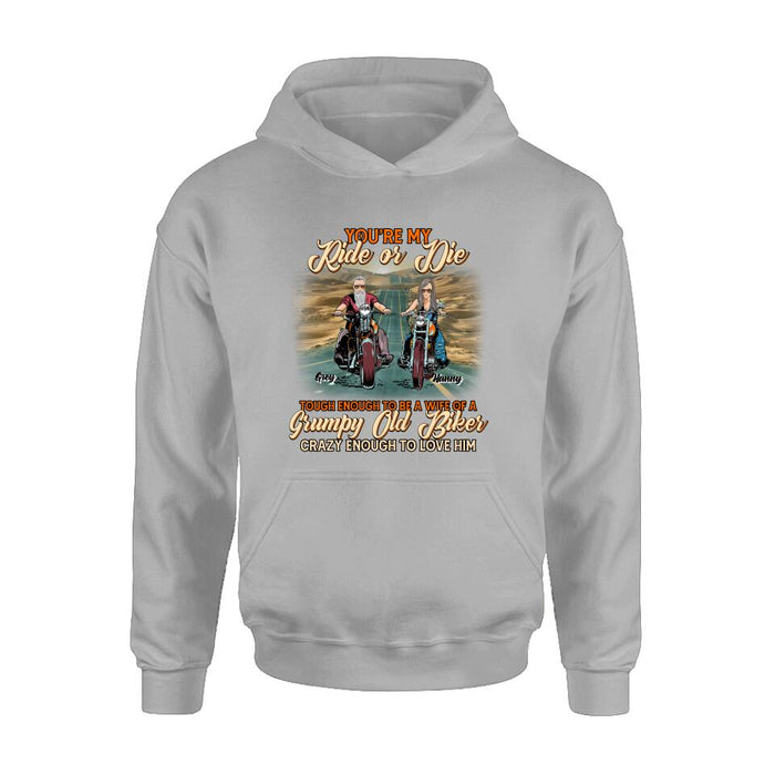 Custom Personalized Couple Biker Shirt/ Pullover Hoodie - Gift Idea For Couple/ Biker - You're My Ride Or Die