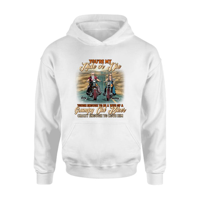 Custom Personalized Couple Biker Shirt/ Pullover Hoodie - Gift Idea For Couple/ Biker - You're My Ride Or Die