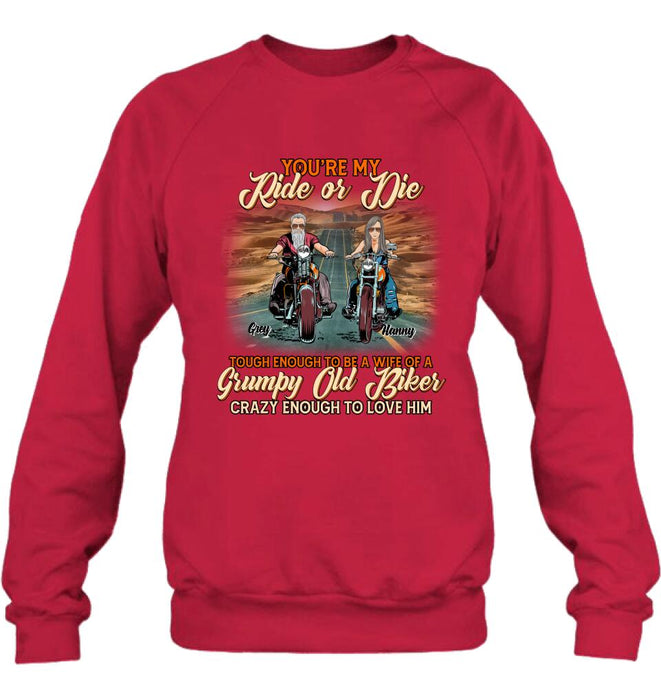 Custom Personalized Couple Biker Shirt/ Pullover Hoodie - Gift Idea For Couple/ Biker - You're My Ride Or Die