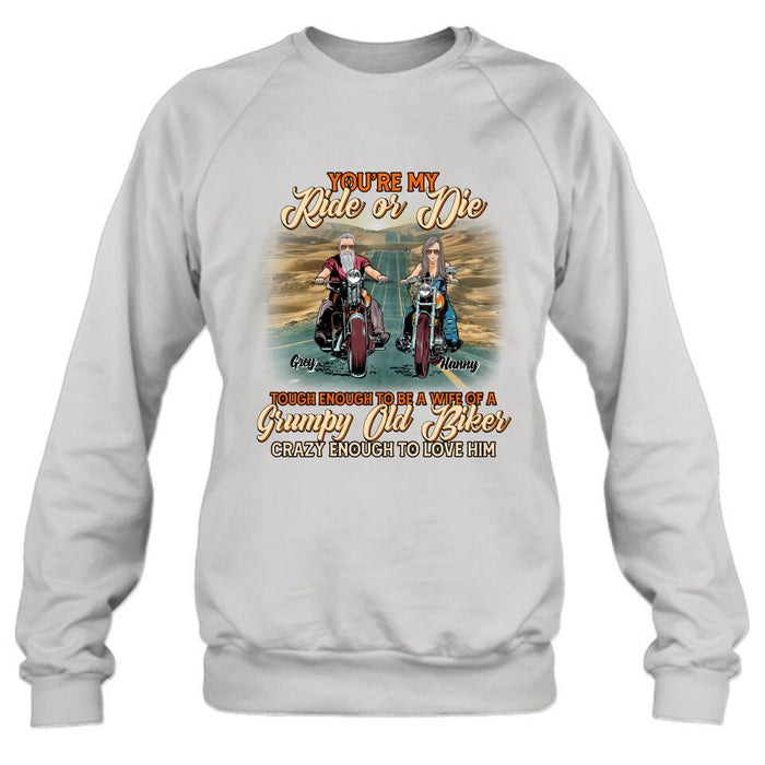 Custom Personalized Couple Biker Shirt/ Pullover Hoodie - Gift Idea For Couple/ Biker - You're My Ride Or Die