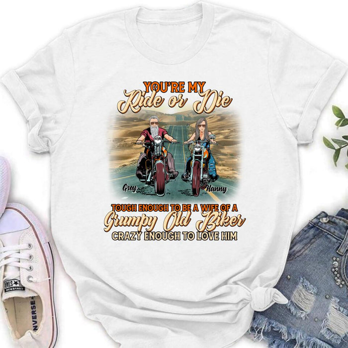 Custom Personalized Couple Biker Shirt/ Pullover Hoodie - Gift Idea For Couple/ Biker - You're My Ride Or Die