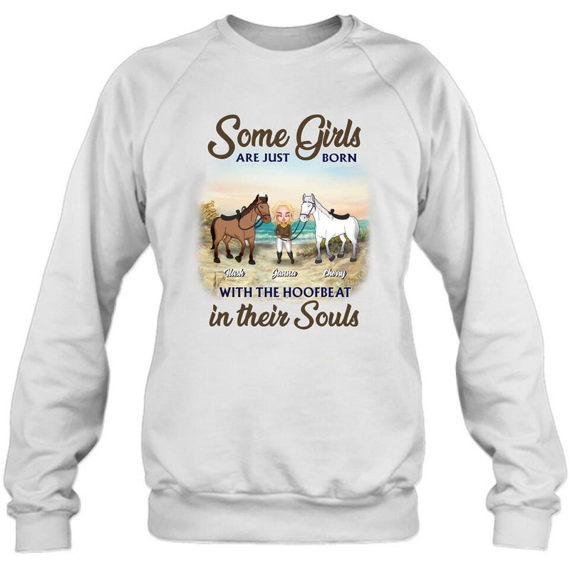 Personalized Horse Lady Unisex T-shirt/Hoodie/Sweatshirt - Gift For Horse Lovers/Mother's Day Gift - Some Girls Are Just Born With The Hoofbeat In Their Souls