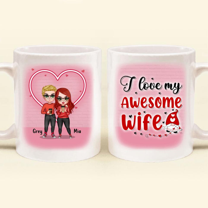 Custom Personalized Couple Coffee Mug - Valentine's Day Gift Idea For Couple - I love My Wife Awesome Wife