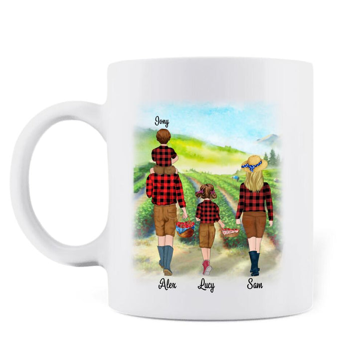 Personalized Family Picking Fruits in Summer Weekend/Summer Holiday - Coffee Mug - Best Gift for Family/Couple - Family like branches on a tree - IEIGLG