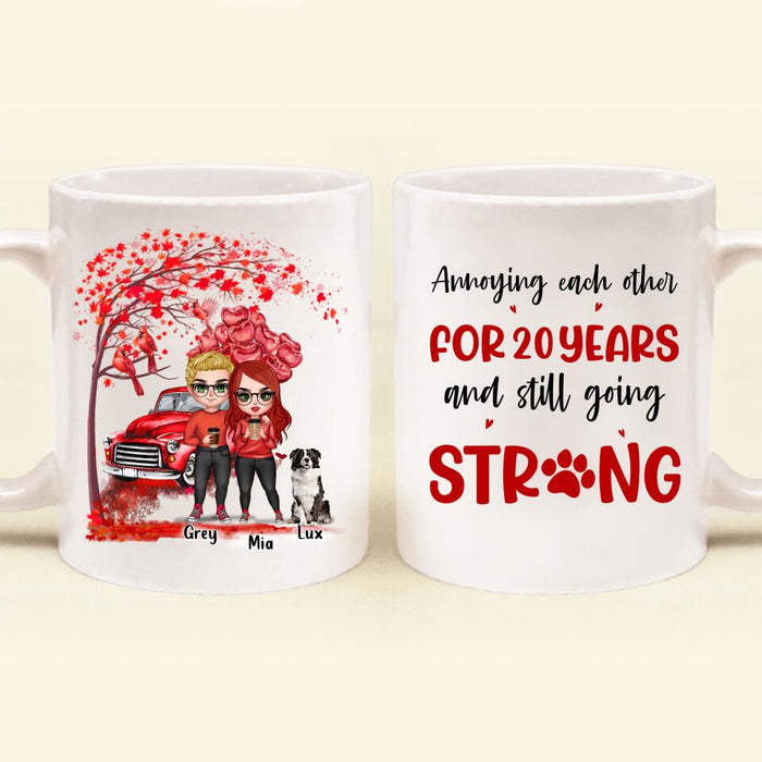 Custom Personalized Valentine Couple & Dog Coffee Mug - Valentine's Day Gift Idea For Couple - Annoying Each Other For 20 Years And Still Going Strong