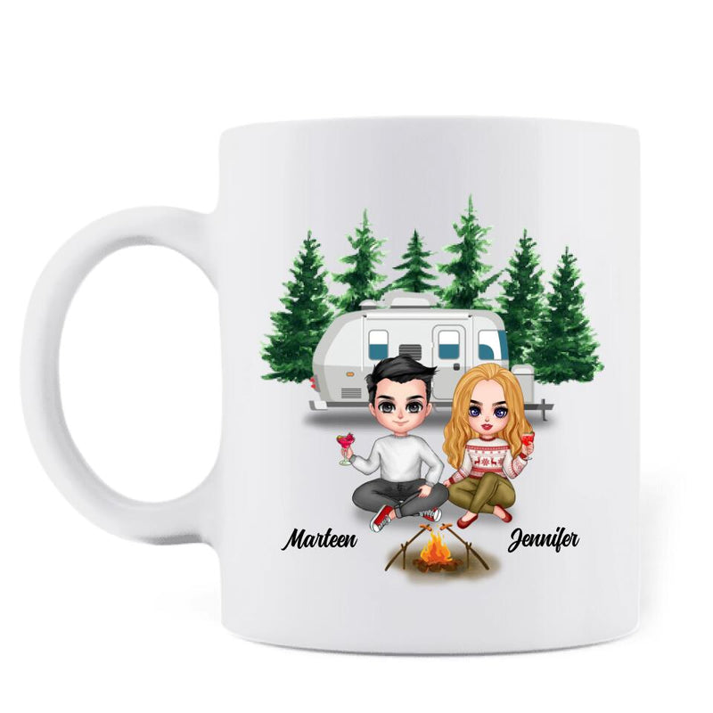 Personalized Camping Couple And Dog Coffee Mug - Couple With Up to 2 Dogs - Valentine's Day Gift Idea For Couple - Camping Partners For Life