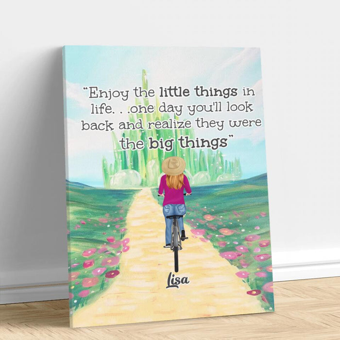Custom Personalized Bicycle Canvas - Upto 4 People - Best Gift For Family/Bicycle Lovers - Life Is Like Riding A Bicycle