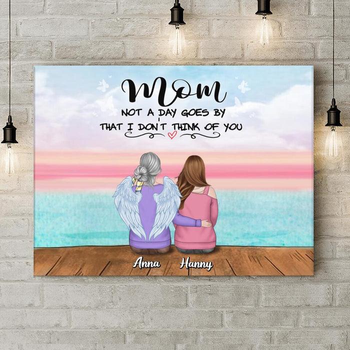 Custom Personalized Memorial Mom/ Dad Canvas - Memorial Gift Idea - Not A Day Goes By That I Don't Think Of You