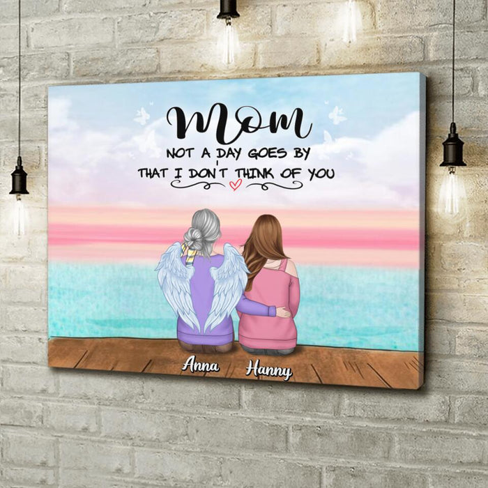 Custom Personalized Memorial Mom/ Dad Canvas - Memorial Gift Idea - Not A Day Goes By That I Don't Think Of You