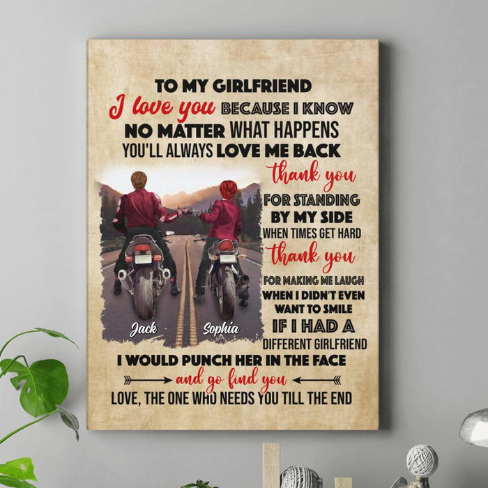 Custom Personalized Motorcycle Couple Canvas - Gift Idea For Couple - To My Girlfriend