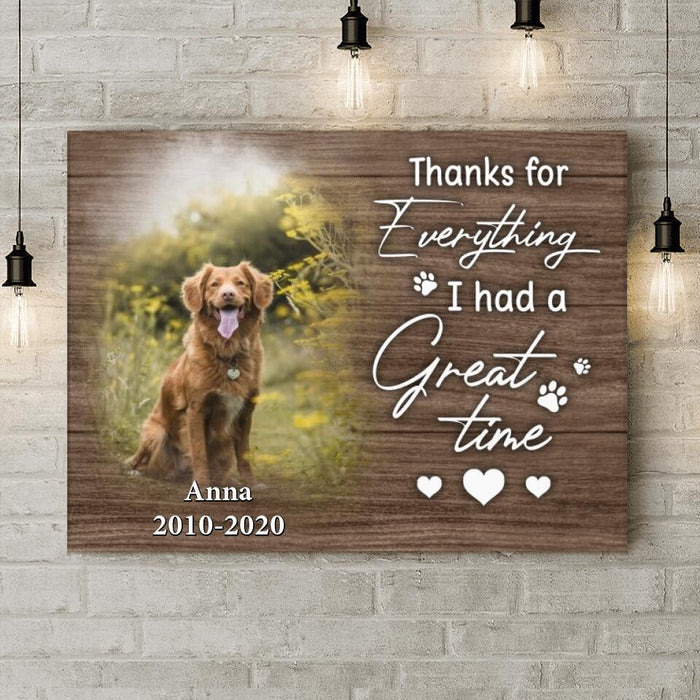 Custom Personalized Memorial Dog Canvas - Gift Idea For Dog Lover - Thanks For Everything