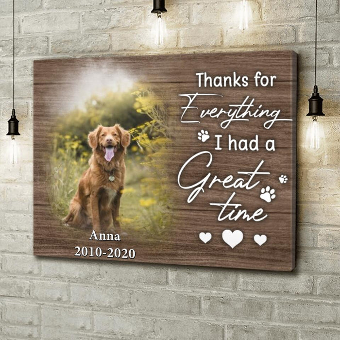 Custom Personalized Memorial Dog Canvas - Gift Idea For Dog Lover - Thanks For Everything