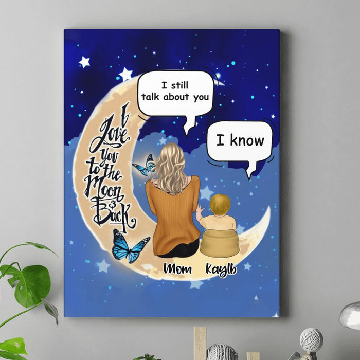 Custom Personalized Mom And Baby Canvas - Gift Idea For Mom/Baby - I Love You To The Moon And Back