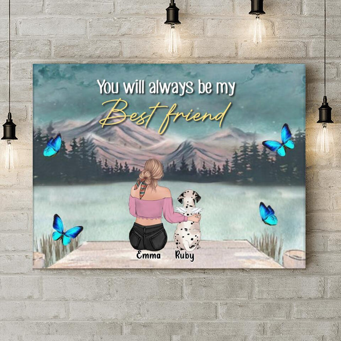 Custom Personalized Memorial Dog Mom/Dog Dad Canvas - Gift Idea For Dog Owners/Dog Lovers - Upto 5 Dogs - You Will Always Be My Best Friend