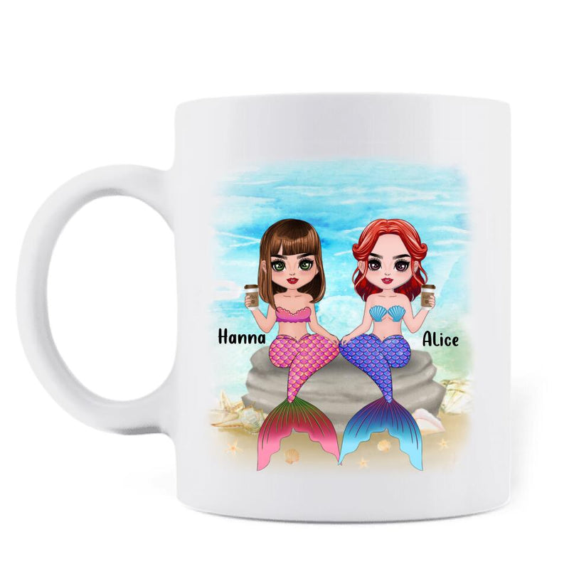 Personalized Mermaid Friends/Sisters Coffee Mug - Gift Idea For Mermaid Lover - Up to 4 Mermaids - Best Friends Are The Sisters We Choose For Ourselves